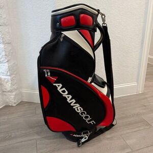 Adams Golf Staff Cart Bag Black Red White 6-Way Divider Leather Bag